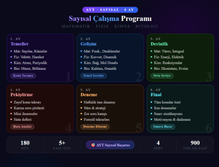 AYT Sayısal Çalışma Programı (6 Aylık)