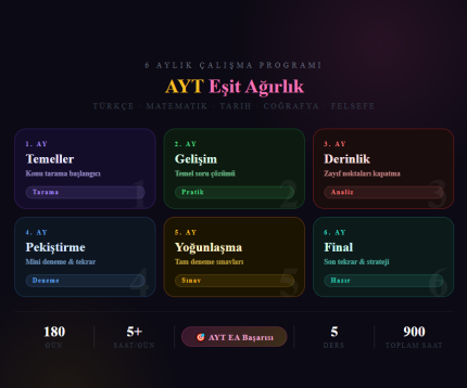 AYT Eşit Ağırlık Çalışma Programı (6 Aylık)