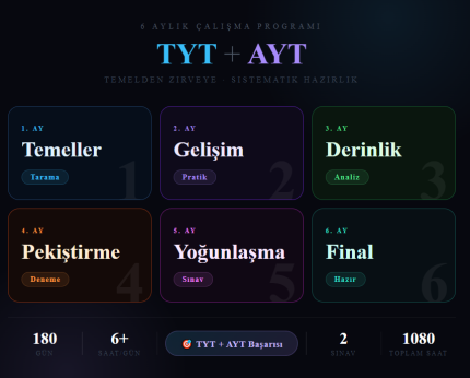 TYT + AYT Çalışma Programı (6 Aylık)
